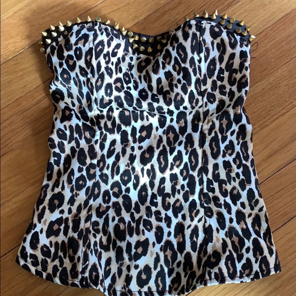 Leopard print stretchy corset